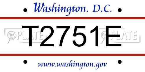 T2751E District Of Columbia License Plate
