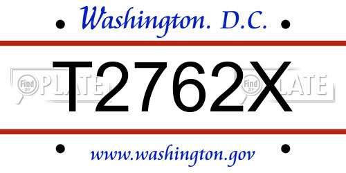 T2762X District Of Columbia License Plate