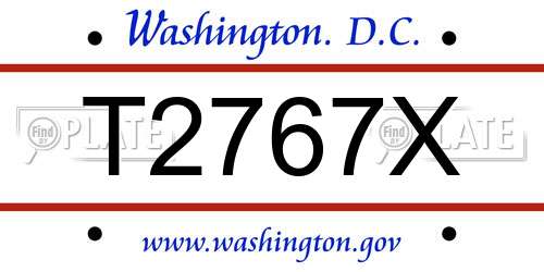 T2767X District Of Columbia License Plate
