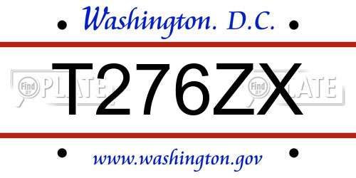 T276ZX District Of Columbia License Plate