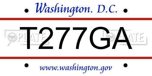 T277GA District Of Columbia License Plate