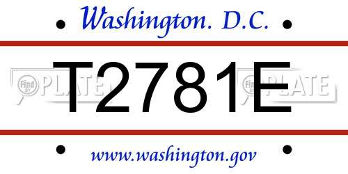 T2781E District Of Columbia License Plate