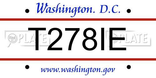 T278IE District Of Columbia License Plate