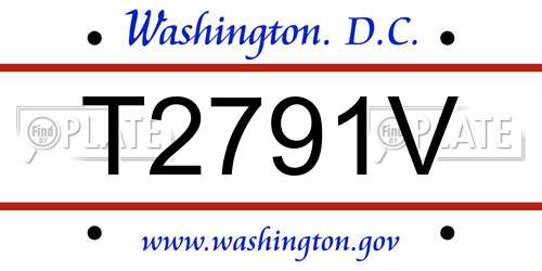 T2791V District Of Columbia License Plate