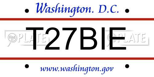T27BIE District Of Columbia License Plate