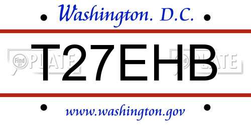 T27EHB District Of Columbia License Plate