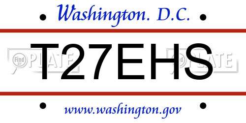 T27EHS District Of Columbia License Plate