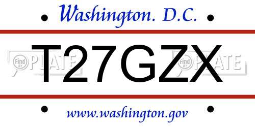 T27GZX District Of Columbia License Plate