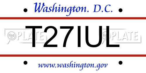 T27IUL District Of Columbia License Plate
