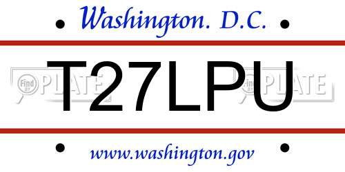 T27LPU District Of Columbia License Plate