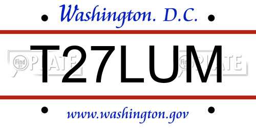T27LUM District Of Columbia License Plate