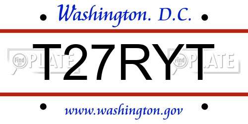 T27RYT District Of Columbia License Plate