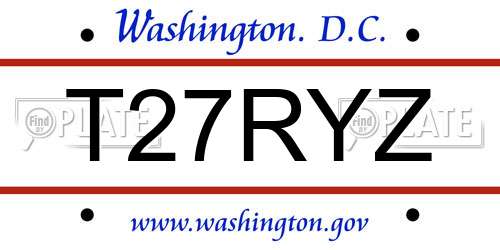 T27RYZ District Of Columbia License Plate