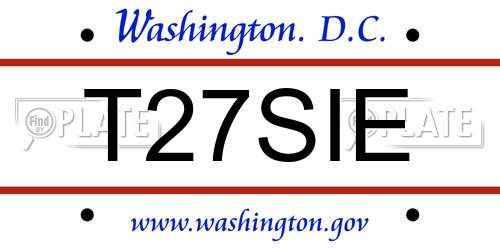 T27SIE District Of Columbia License Plate