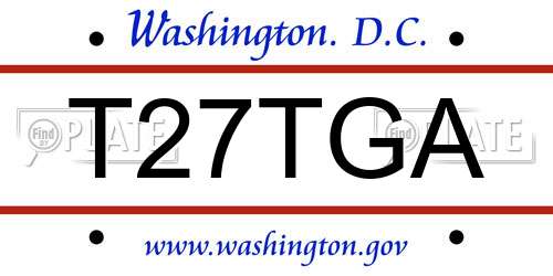 T27TGA District Of Columbia License Plate