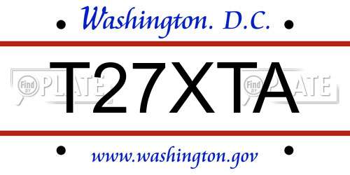 T27XTA District Of Columbia License Plate
