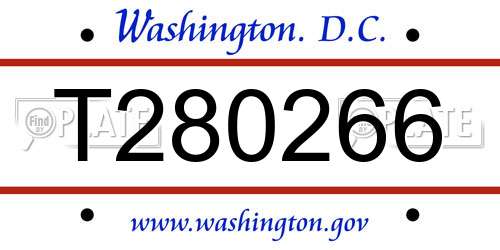T280266 District Of Columbia License Plate