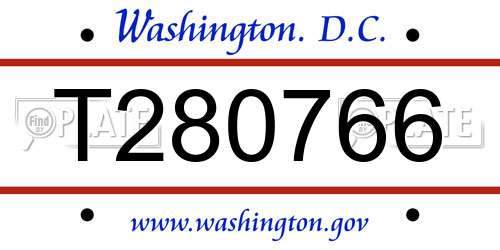 T280766 District Of Columbia License Plate