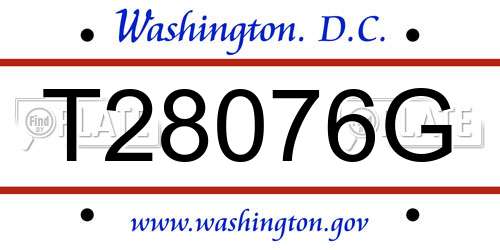 T28076G District Of Columbia License Plate