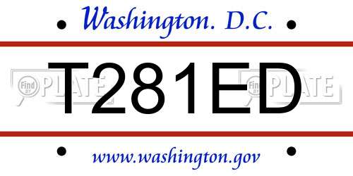 T281ED District Of Columbia License Plate