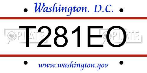 T281EO District Of Columbia License Plate