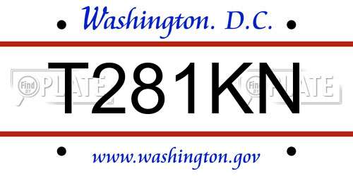 T281KN District Of Columbia License Plate