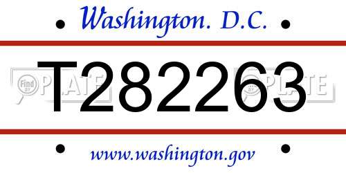 T282263 District Of Columbia License Plate