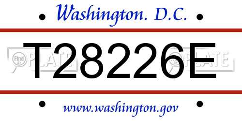 T28226E District Of Columbia License Plate