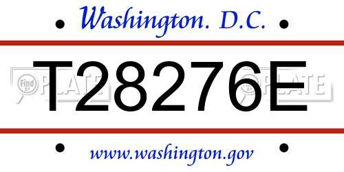 T28276E District Of Columbia License Plate