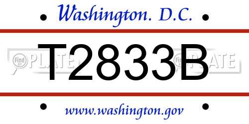 T2833B District Of Columbia License Plate