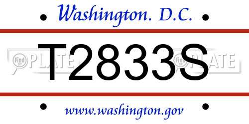 T2833S District Of Columbia License Plate