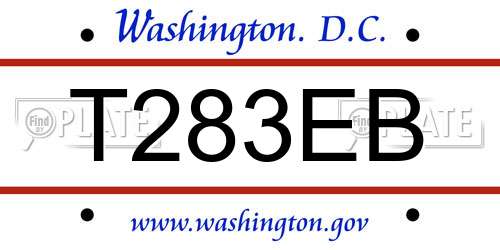 T283EB District Of Columbia License Plate