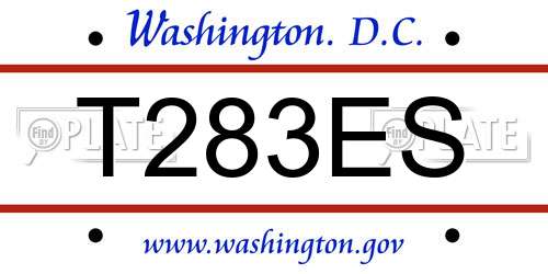 T283ES District Of Columbia License Plate