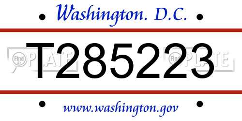T285223 District Of Columbia License Plate