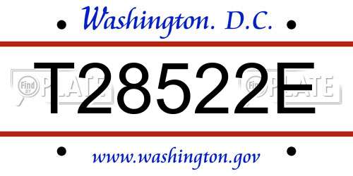 T28522E District Of Columbia License Plate