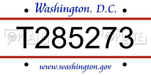 T285273 District Of Columbia License Plate