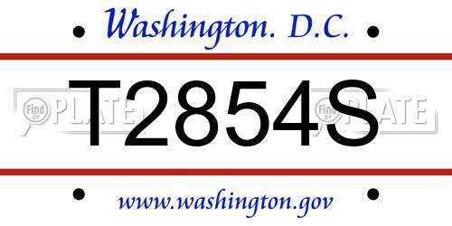 T2854S District Of Columbia License Plate