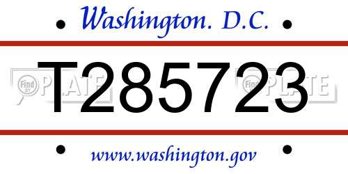 T285723 District Of Columbia License Plate