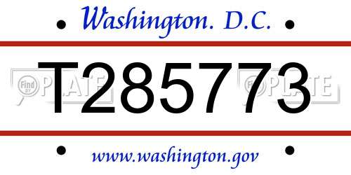 T285773 District Of Columbia License Plate