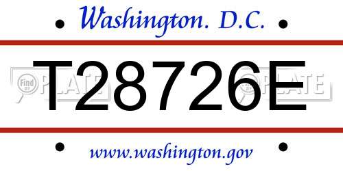 T28726E District Of Columbia License Plate