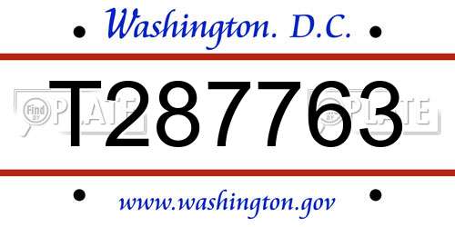 T287763 District Of Columbia License Plate