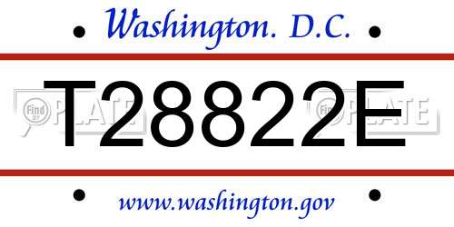 T28822E District Of Columbia License Plate