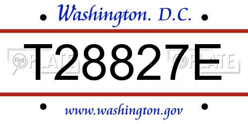 T28827E District Of Columbia License Plate