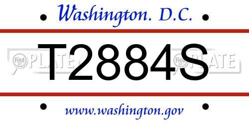 T2884S District Of Columbia License Plate