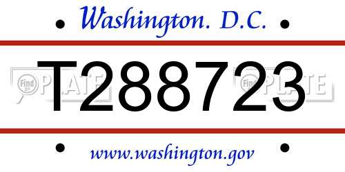 T288723 District Of Columbia License Plate