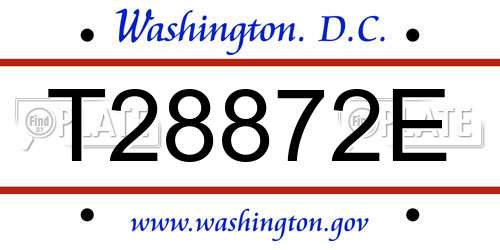 T28872E District Of Columbia License Plate