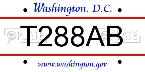 T288AB District Of Columbia License Plate