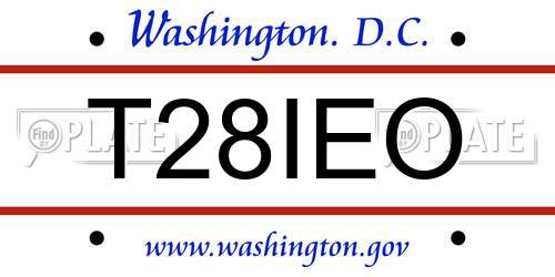 T28IEO District Of Columbia License Plate
