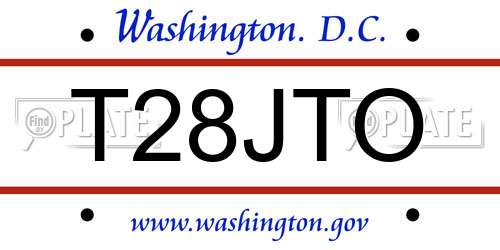 T28JTO District Of Columbia License Plate
