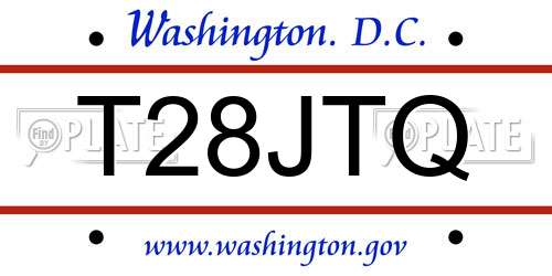 T28JTQ District Of Columbia License Plate